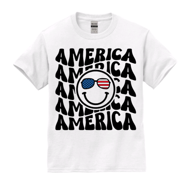 America smiley face youth t-shirt