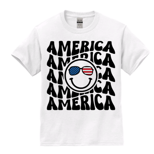 America smiley face youth t-shirt