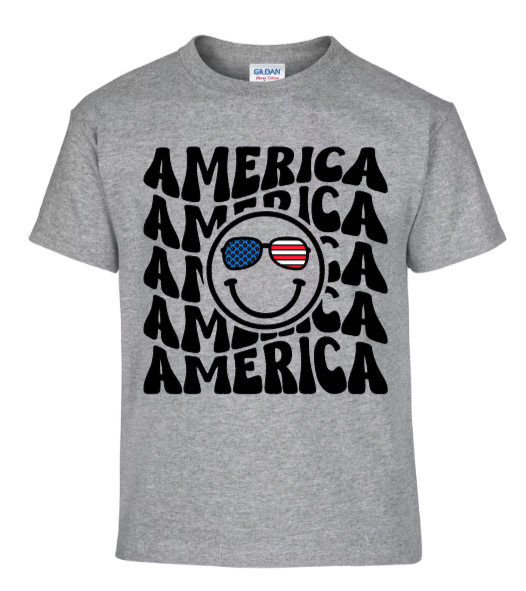 America smiley face youth t-shirt