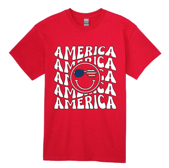 America smiley face youth t-shirt