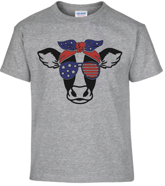 4th of July cow youth t-shirt