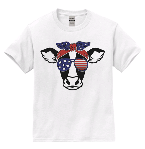 4th of July cow youth t-shirt