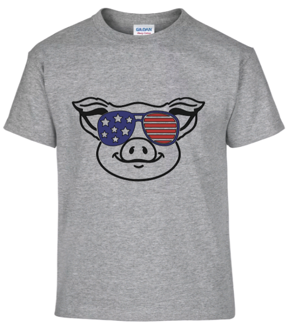 4th of July pig youth t-shirt